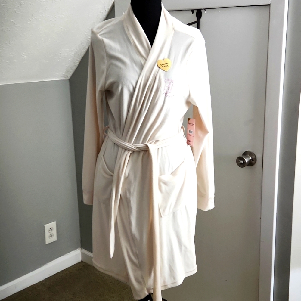 Juicy Couture Short Robe, Creme/Pink, Women's S/M, New, Very Soft